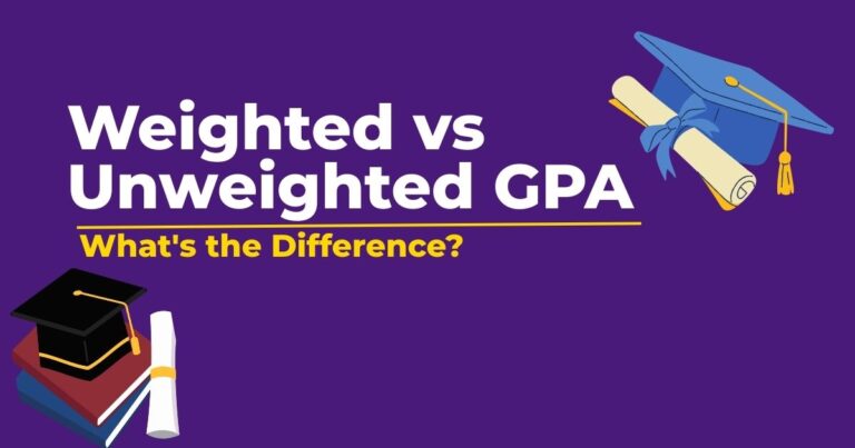 A comparison guide explaining the difference between weighted vs unweighted GPA for students